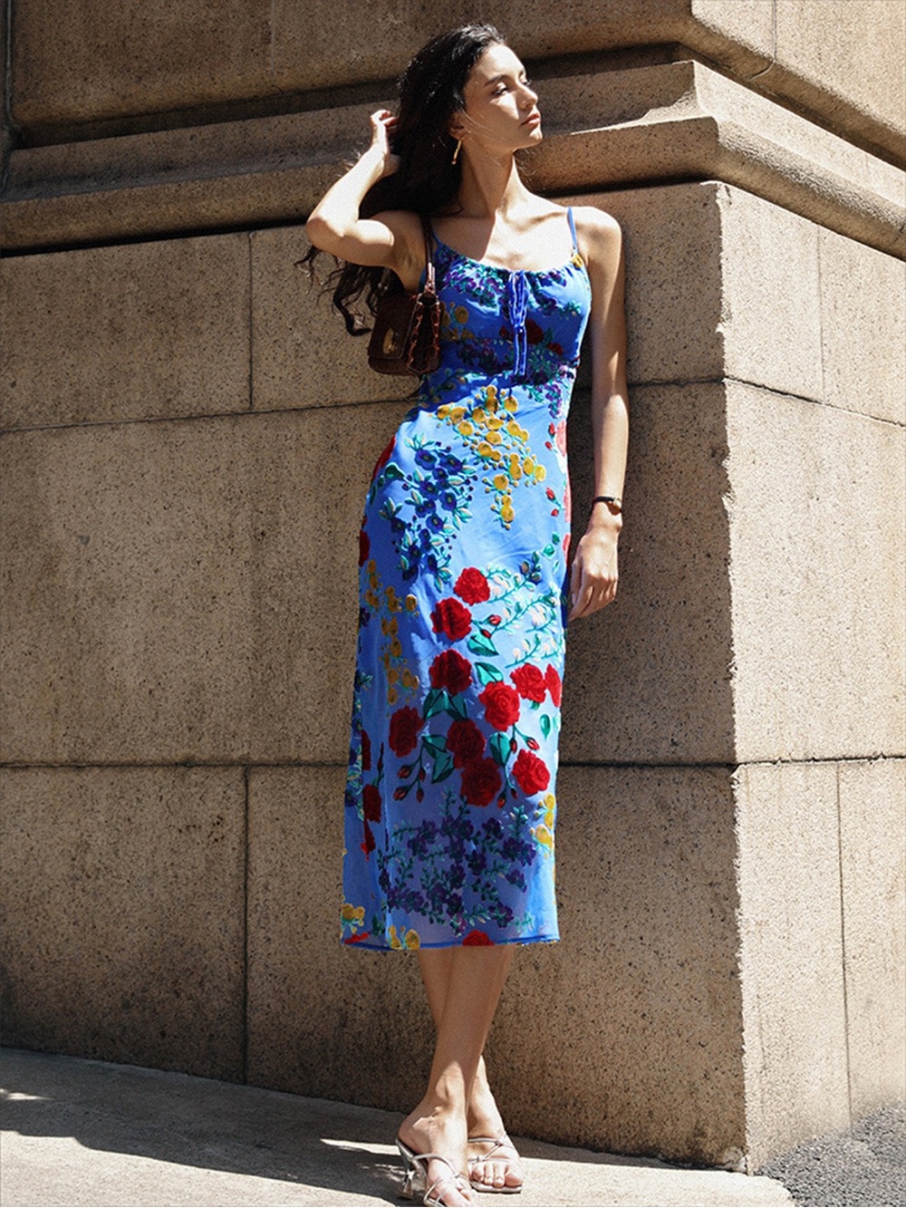 Commense Velvet Floral Appliqué Cami Dress S CN2 - Picture 3 of 6